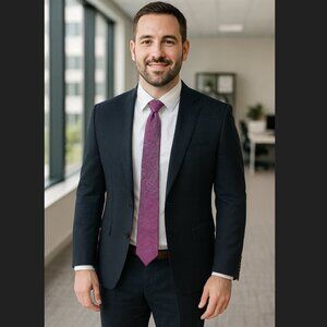 CREMIEUX Men’s Silk Tie Textured Pink Purple Geometric Made in Italy 59" x 3"